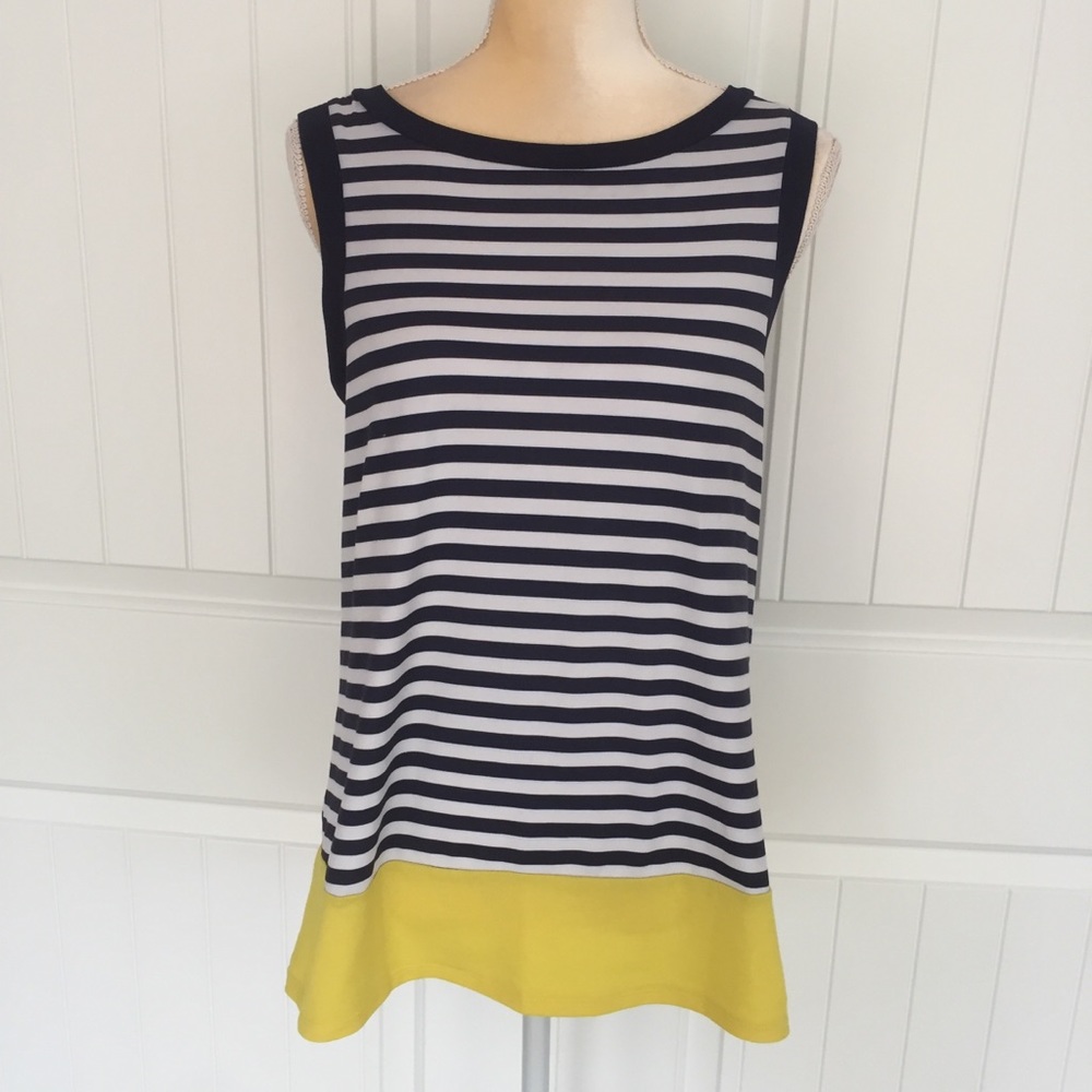 5/$25! Venus sleeveless black, white and yellow top size small